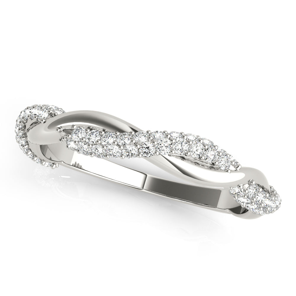 Twisted PavÃ£Â© Half Eternity Ring in Gold & Platinum