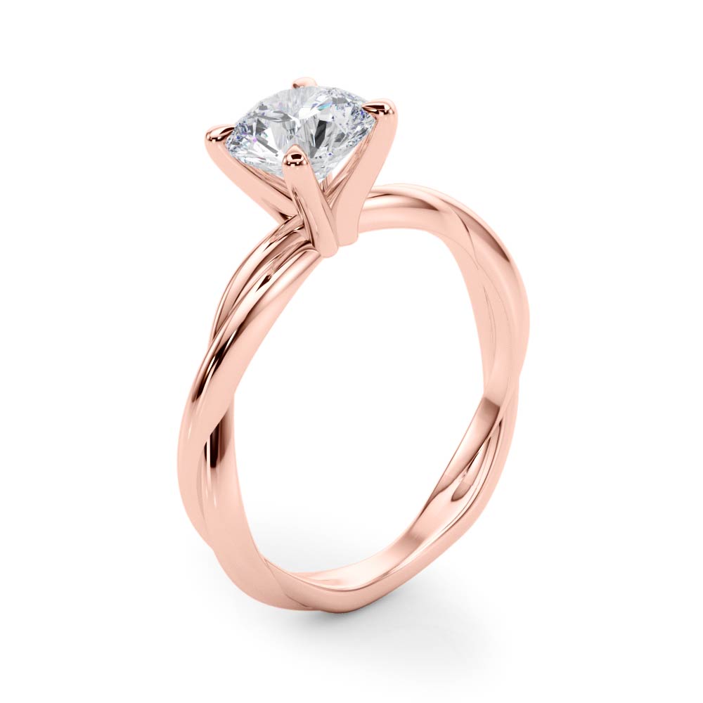 Statement Twisted Shank Engagement Ring Round Diamond Engagement Ring in 10K/14K gold and platinum with certified lab-grown or natural diamonds