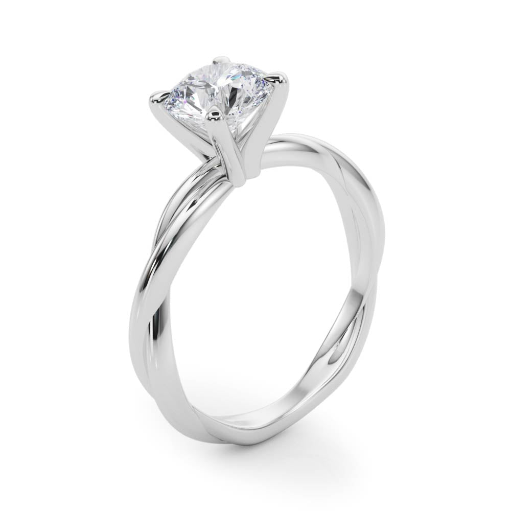 Statement Twisted Shank Engagement Ring Round Diamond Engagement Ring in 10K/14K gold and platinum with certified lab-grown or natural diamonds