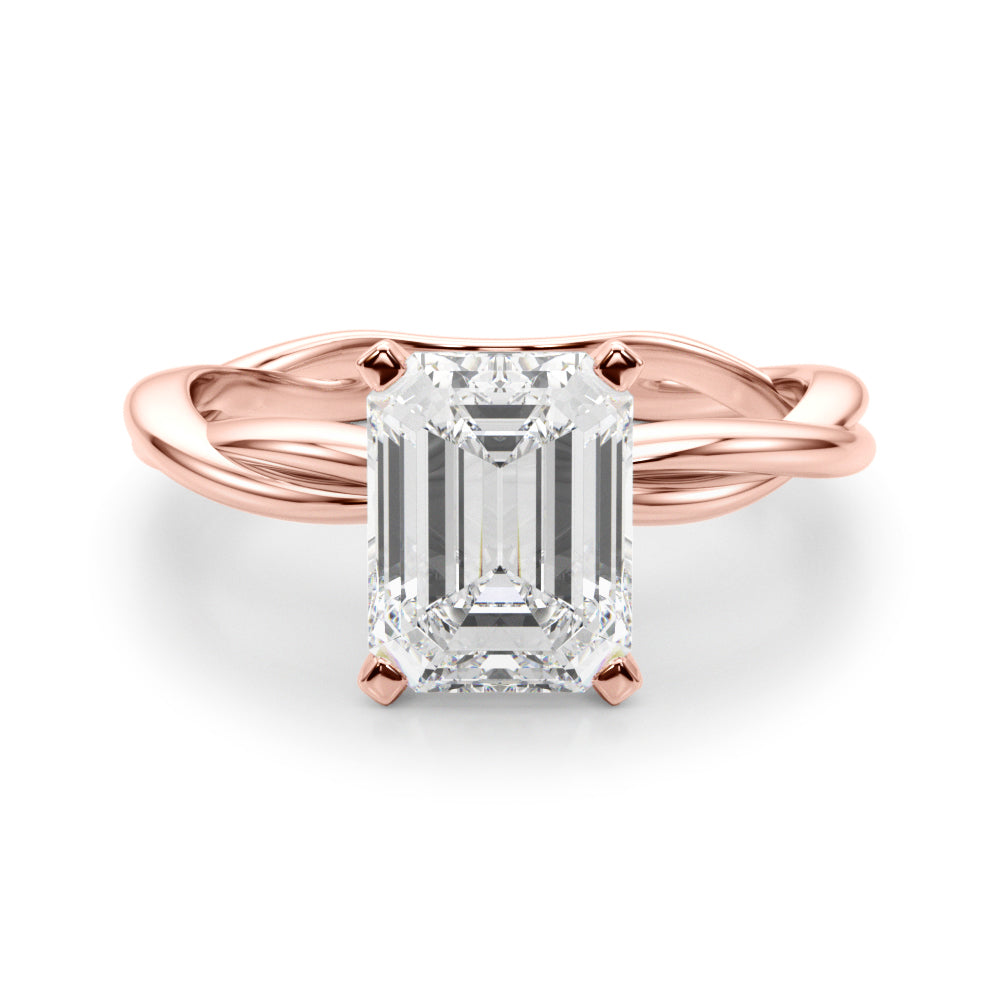 Statement Twisted Shank Engagement Ring Round Diamond Engagement Ring in 10K/14K gold and platinum with certified lab-grown or natural diamonds
