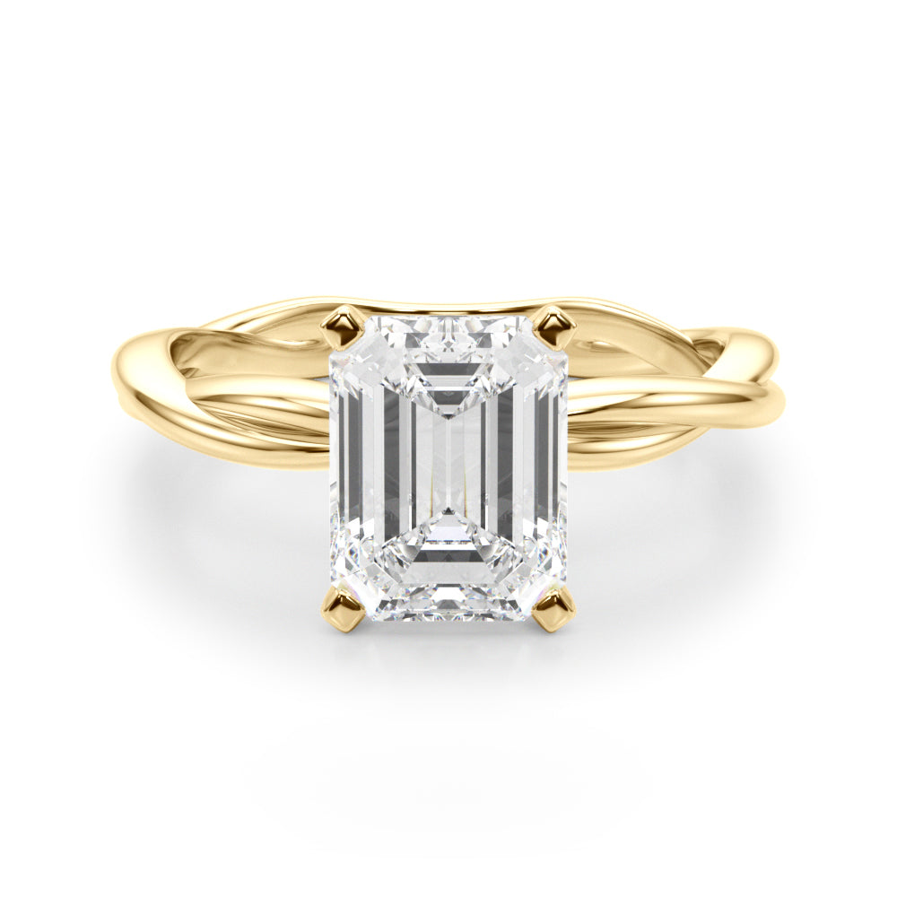 Statement Twisted Shank Engagement Ring Round Diamond Engagement Ring in 10K/14K gold and platinum with certified lab-grown or natural diamonds