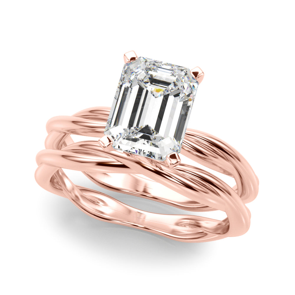 Statement Twisted Shank Engagement Ring Round Diamond Engagement Ring in 10K/14K gold and platinum with certified lab-grown or natural diamonds