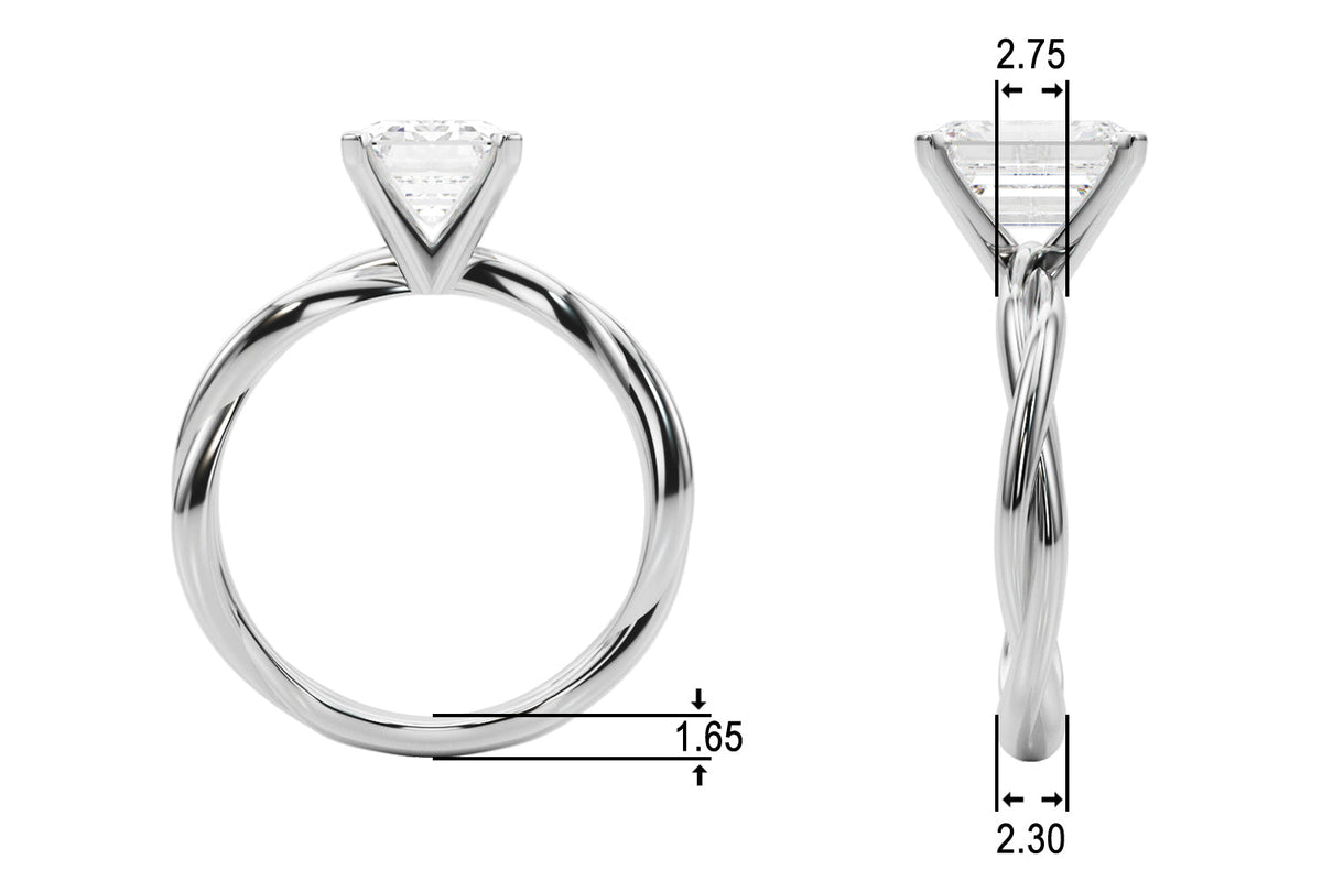 Statement Twisted Shank Engagement Ring Round Diamond Engagement Ring in 10K/14K gold and platinum with certified lab-grown or natural diamonds