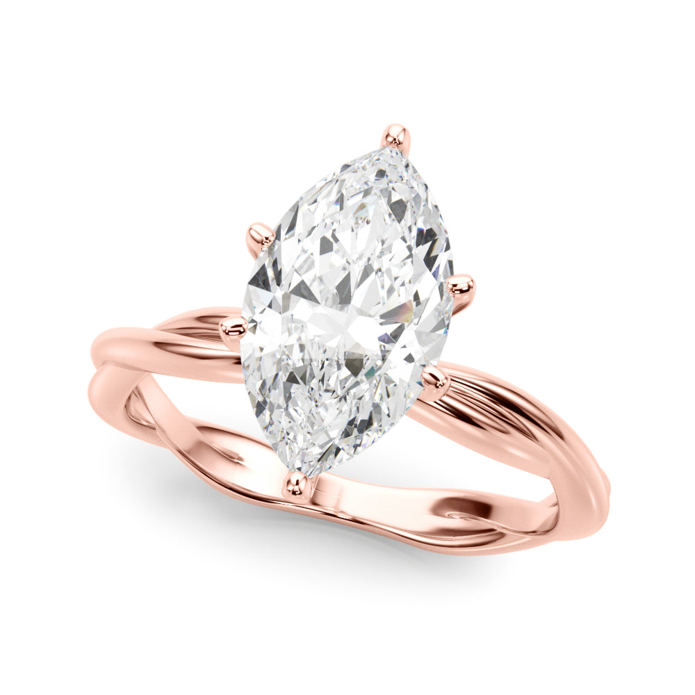 Statement Twisted Shank Engagement Ring Round Diamond Engagement Ring in 10K/14K gold and platinum with certified lab-grown or natural diamonds