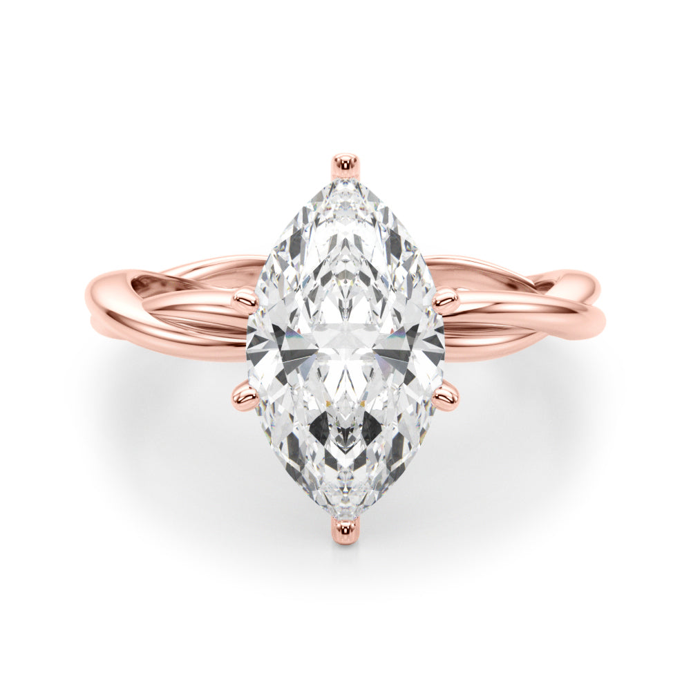 Statement Twisted Shank Engagement Ring Round Diamond Engagement Ring in 10K/14K gold and platinum with certified lab-grown or natural diamonds