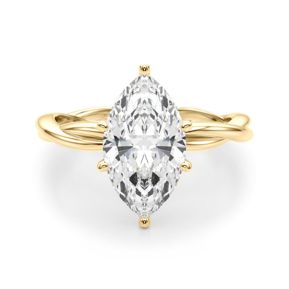 Statement Twisted Shank Engagement Ring Round Diamond Engagement Ring in 10K/14K gold and platinum with certified lab-grown or natural diamonds