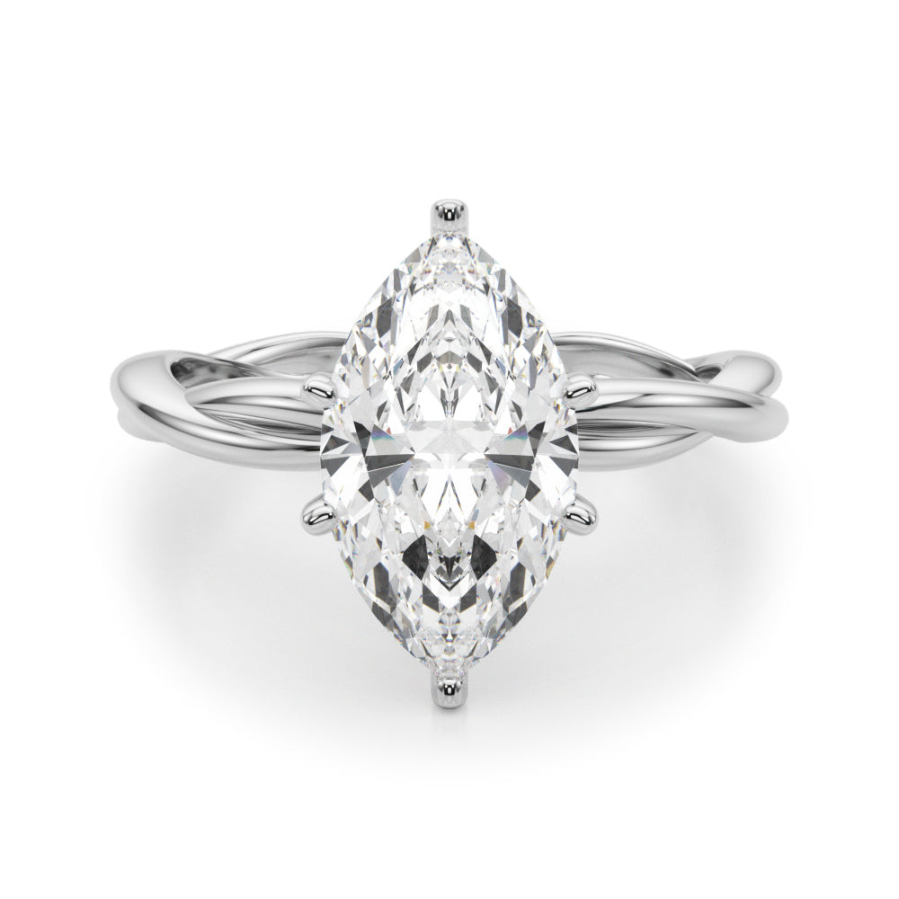 Statement Twisted Shank Engagement Ring Round Diamond Engagement Ring in 10K/14K gold and platinum with certified lab-grown or natural diamonds