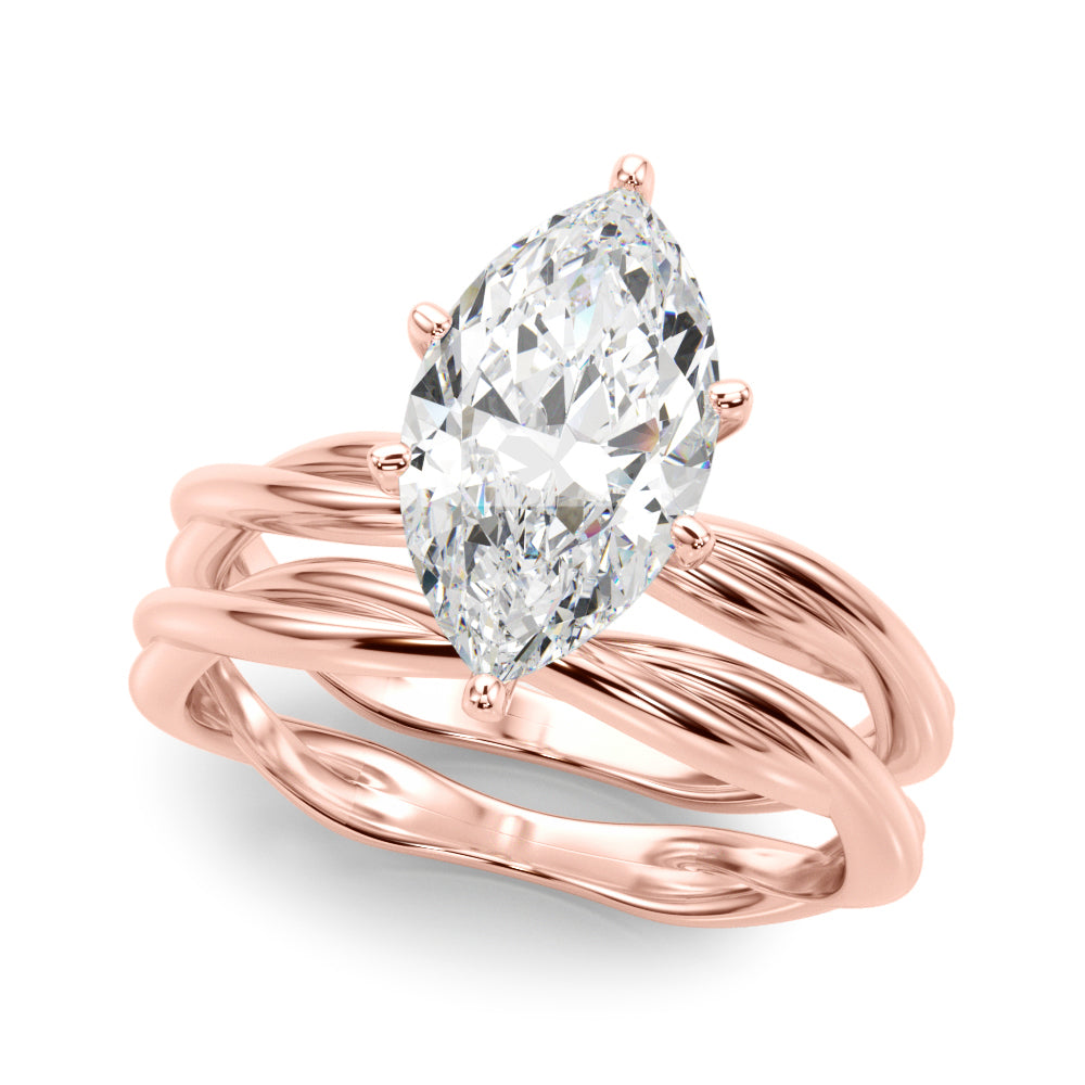 Statement Twisted Shank Engagement Ring Round Diamond Engagement Ring in 10K/14K gold and platinum with certified lab-grown or natural diamonds