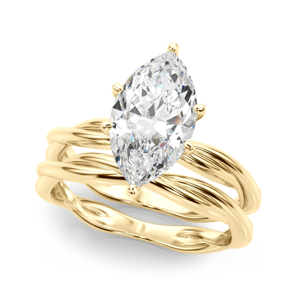 Statement Twisted Shank Engagement Ring Round Diamond Engagement Ring in 10K/14K gold and platinum with certified lab-grown or natural diamonds