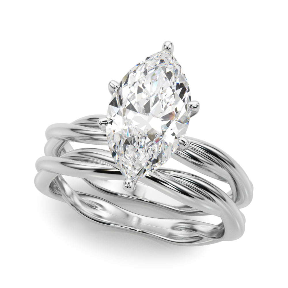 Statement Twisted Shank Engagement Ring Round Diamond Engagement Ring in 10K/14K gold and platinum with certified lab-grown or natural diamonds