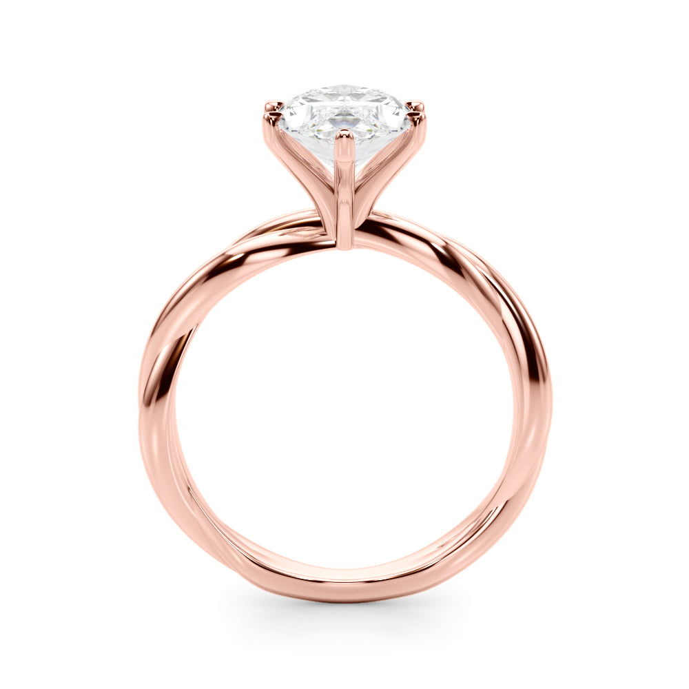 Statement Twisted Shank Engagement Ring Round Diamond Engagement Ring in 10K/14K gold and platinum with certified lab-grown or natural diamonds