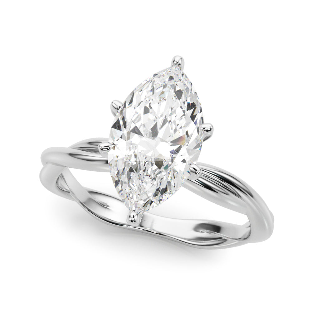 Statement Twisted Shank Engagement Ring Round Diamond Engagement Ring in 10K/14K gold and platinum with certified lab-grown or natural diamonds