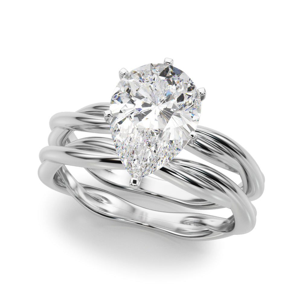 Statement Twisted Shank Engagement Ring Round Diamond Engagement Ring in 10K/14K gold and platinum with certified lab-grown or natural diamonds