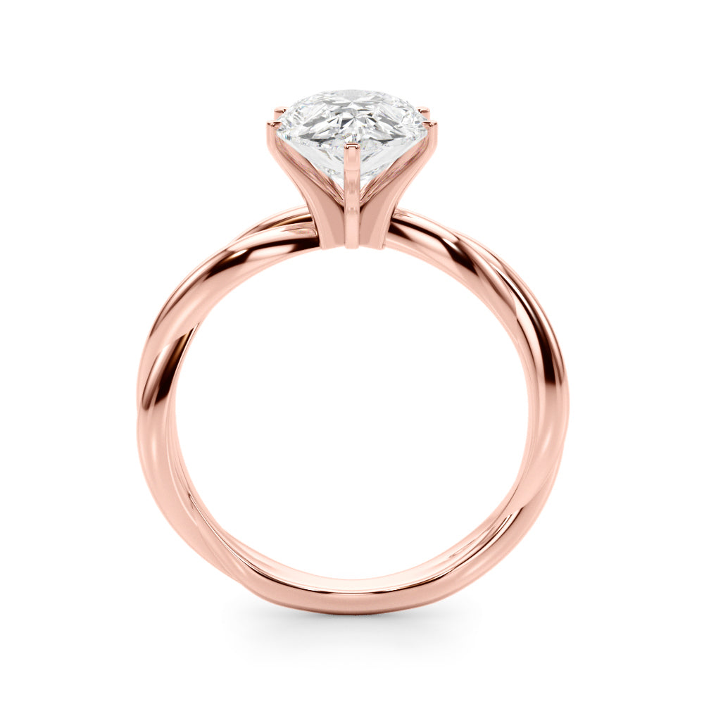 Statement Twisted Shank Engagement Ring Round Diamond Engagement Ring in 10K/14K gold and platinum with certified lab-grown or natural diamonds