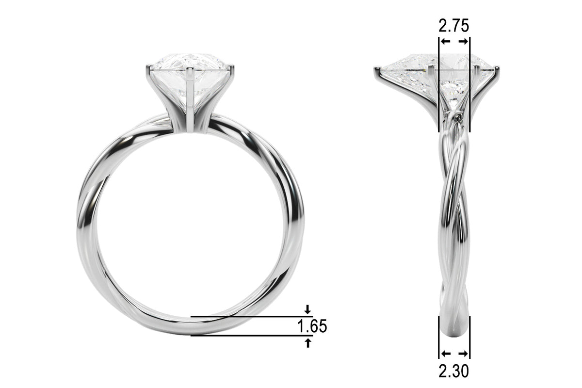 Statement Twisted Shank Engagement Ring Round Diamond Engagement Ring in 10K/14K gold and platinum with certified lab-grown or natural diamonds