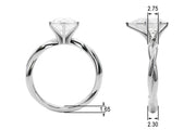 Statement Twisted Shank Engagement Ring Round Diamond Engagement Ring in 10K/14K gold and platinum with certified lab-grown or natural diamonds