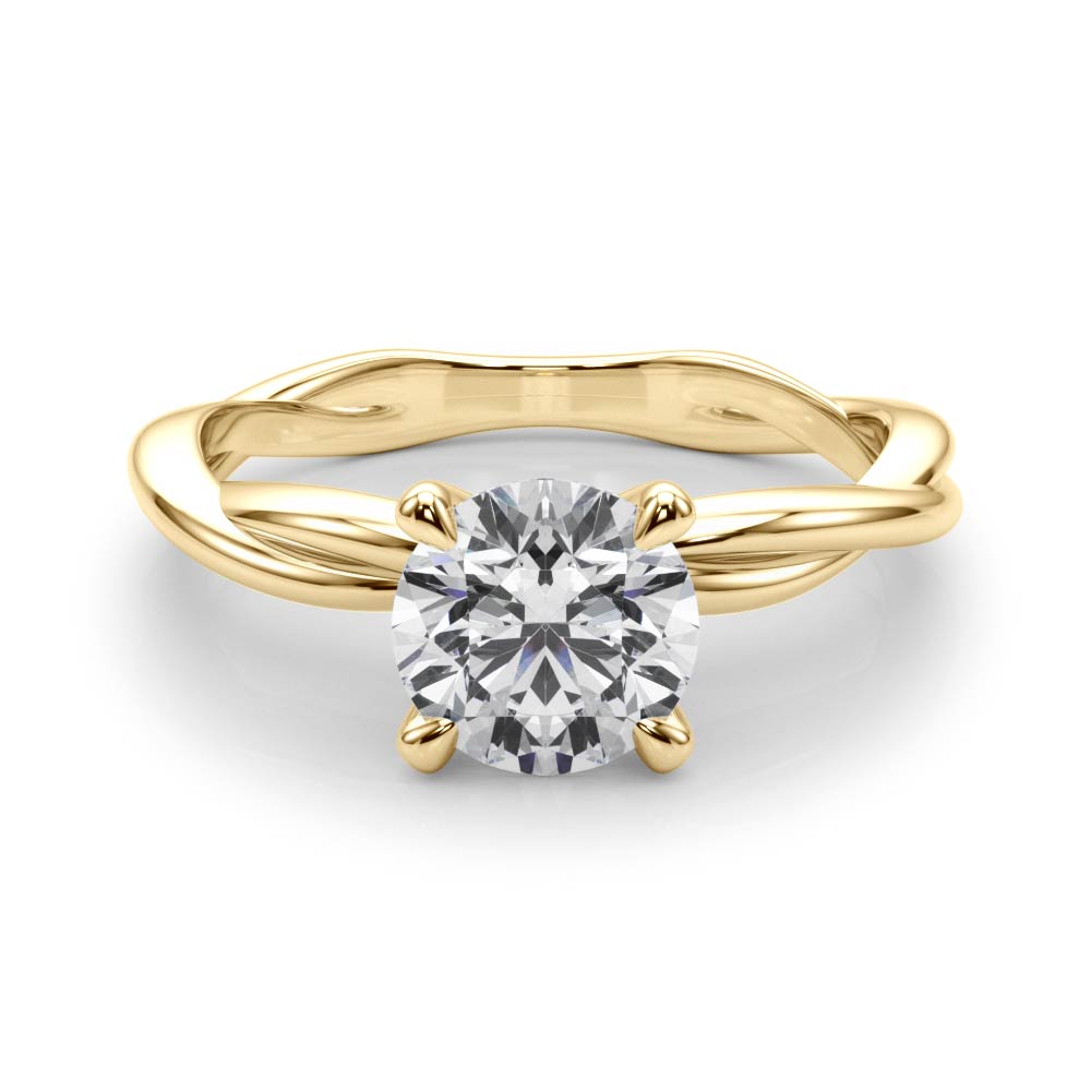 Statement Twisted Shank Engagement Ring Round Diamond Engagement Ring in 10K/14K gold and platinum with certified lab-grown or natural diamonds