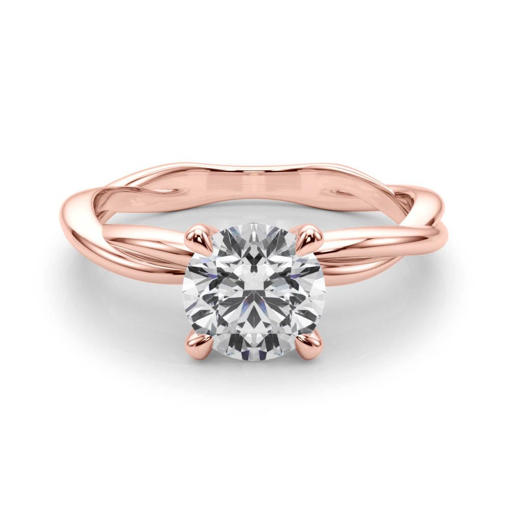 Statement Twisted Shank Engagement Ring Round Diamond Engagement Ring in 10K/14K gold and platinum with certified lab-grown or natural diamonds