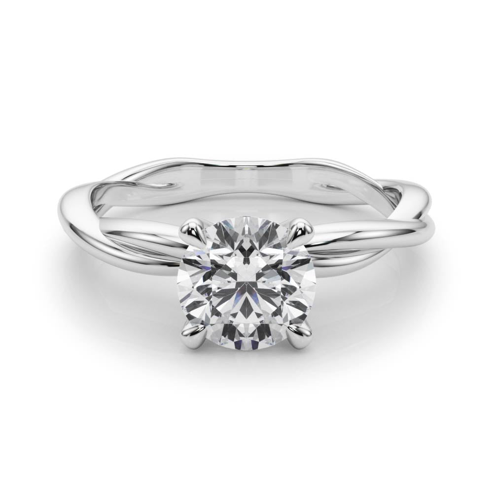 Statement Twisted Shank Engagement Ring Round Diamond Engagement Ring in 10K/14K gold and platinum with certified lab-grown or natural diamonds