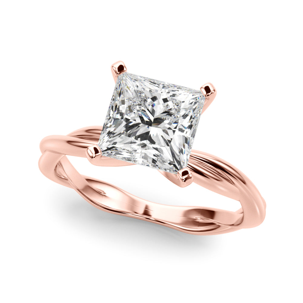 Statement Twisted Shank Engagement Ring Round Diamond Engagement Ring in 10K/14K gold and platinum with certified lab-grown or natural diamonds