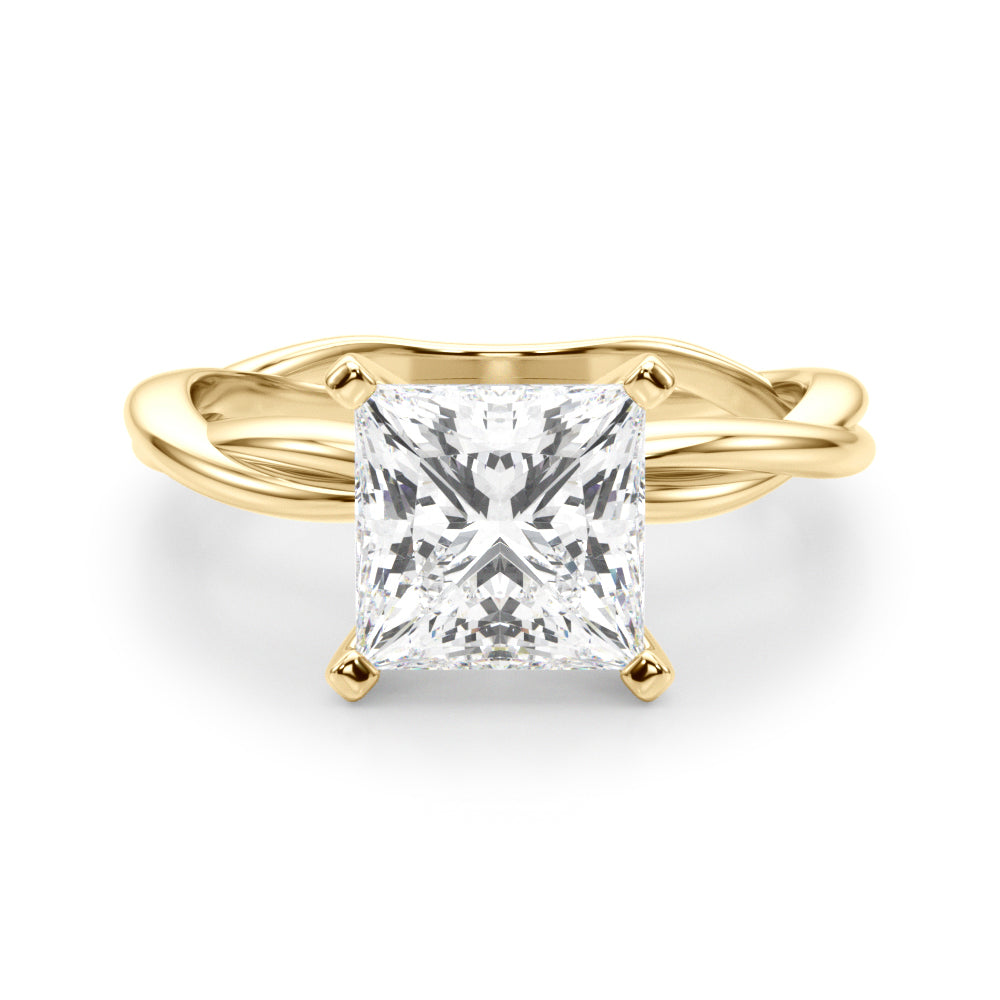 Statement Twisted Shank Engagement Ring Round Diamond Engagement Ring in 10K/14K gold and platinum with certified lab-grown or natural diamonds
