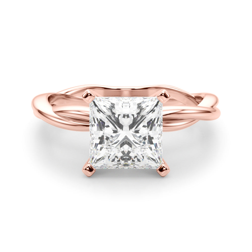 Statement Twisted Shank Engagement Ring Round Diamond Engagement Ring in 10K/14K gold and platinum with certified lab-grown or natural diamonds