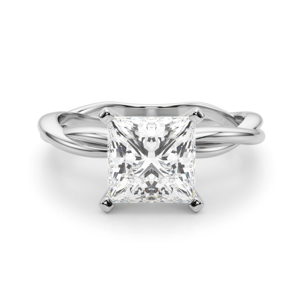 Statement Twisted Shank Engagement Ring Round Diamond Engagement Ring in 10K/14K gold and platinum with certified lab-grown or natural diamonds