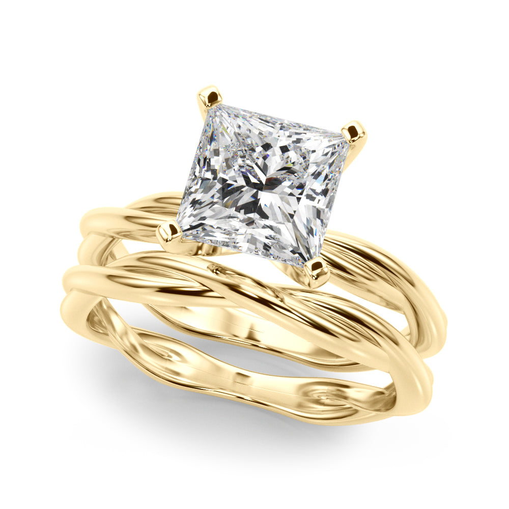 Statement Twisted Shank Engagement Ring Round Diamond Engagement Ring in 10K/14K gold and platinum with certified lab-grown or natural diamonds