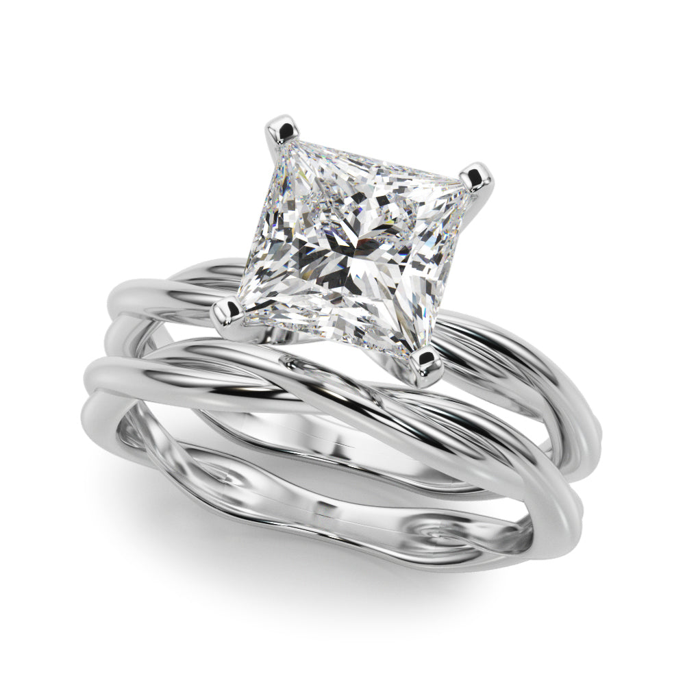Statement Twisted Shank Engagement Ring Round Diamond Engagement Ring in 10K/14K gold and platinum with certified lab-grown or natural diamonds