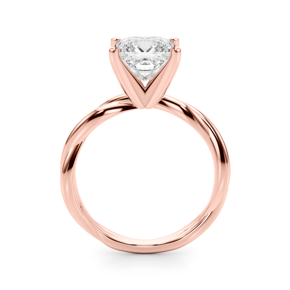 Statement Twisted Shank Engagement Ring Round Diamond Engagement Ring in 10K/14K gold and platinum with certified lab-grown or natural diamonds