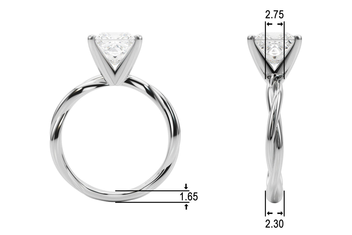 Statement Twisted Shank Engagement Ring Round Diamond Engagement Ring in 10K/14K gold and platinum with certified lab-grown or natural diamonds