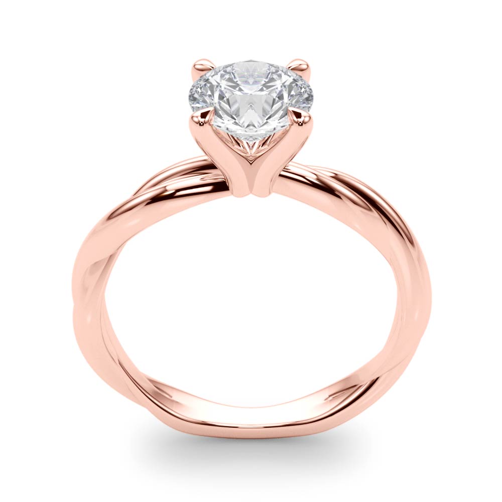 Statement Twisted Shank Engagement Ring Round Diamond Engagement Ring in 10K/14K gold and platinum with certified lab-grown or natural diamonds