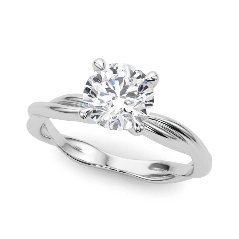 Statement Twisted Shank Engagement Ring Round Diamond Engagement Ring in 10K/14K gold and platinum with certified lab-grown or natural diamonds