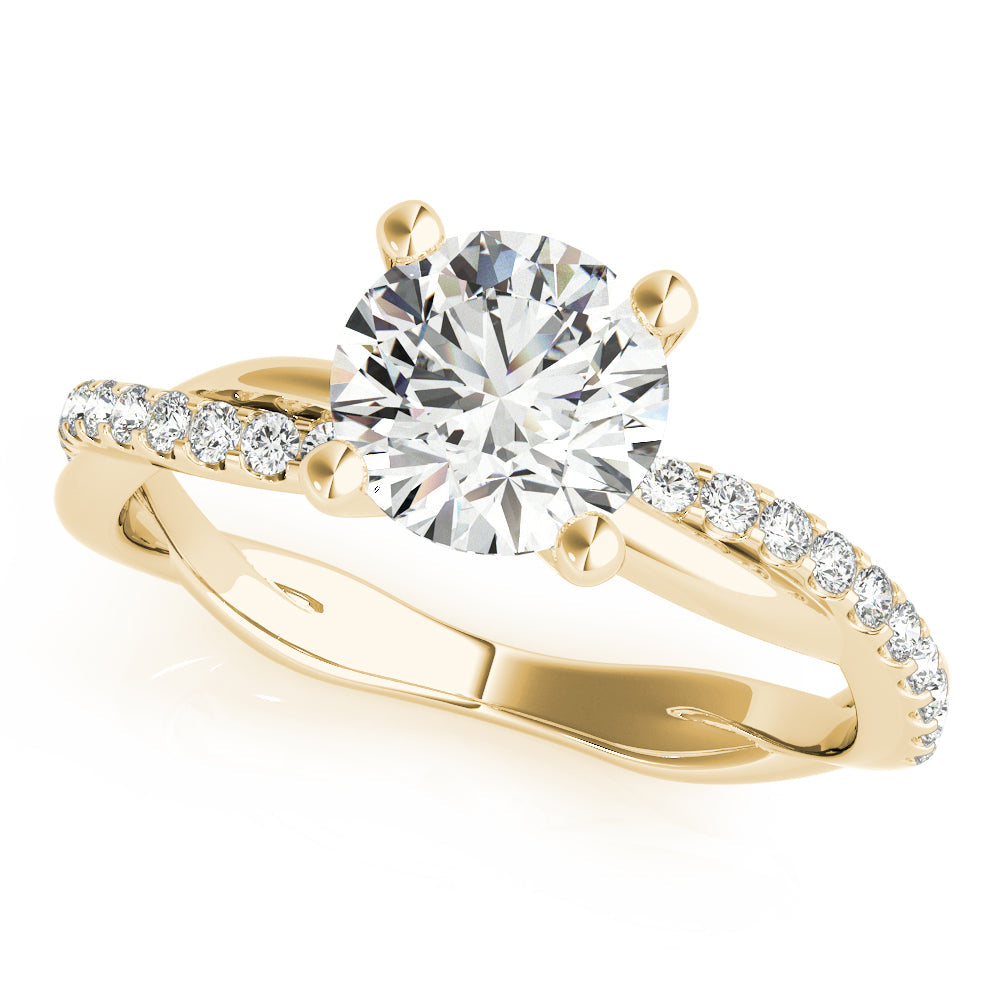 Lustrous Twisted Dia Shank Engagement Ring Round Diamond Engagement Ring in 10K/14K gold and platinum with certified lab-grown or natural diamonds