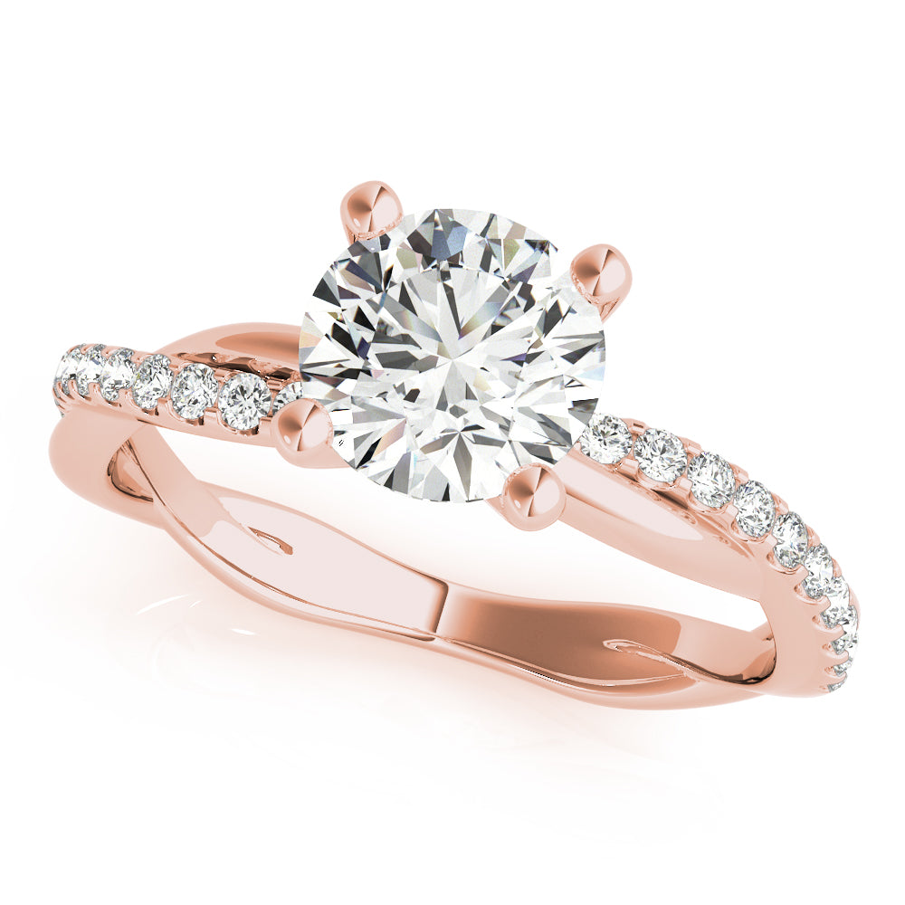 Lustrous Twisted Dia Shank Engagement Ring Round Diamond Engagement Ring in 10K/14K gold and platinum with certified lab-grown or natural diamonds