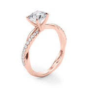 Lustrous Twisted Dia Shank Engagement Ring Round Diamond Engagement Ring in 10K/14K gold and platinum with certified lab-grown or natural diamonds