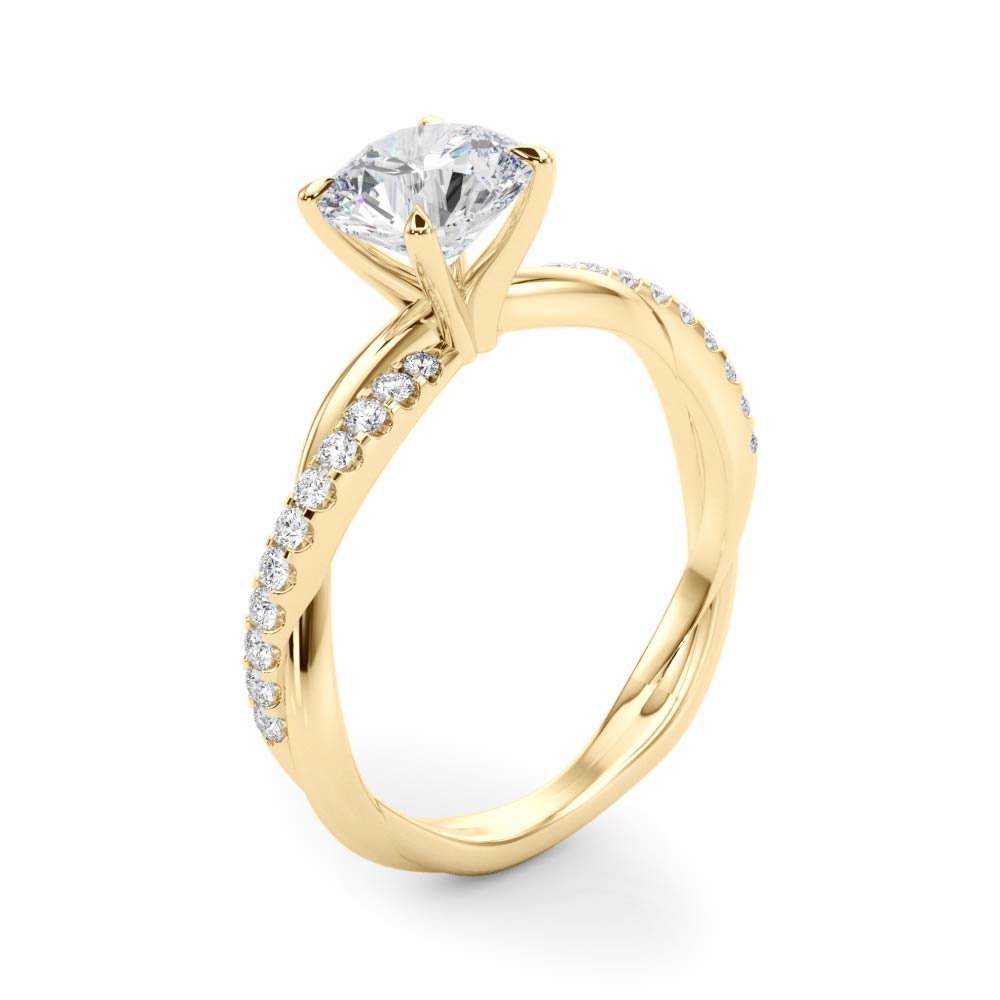 Lustrous Twisted Dia Shank Engagement Ring Round Diamond Engagement Ring in 10K/14K gold and platinum with certified lab-grown or natural diamonds