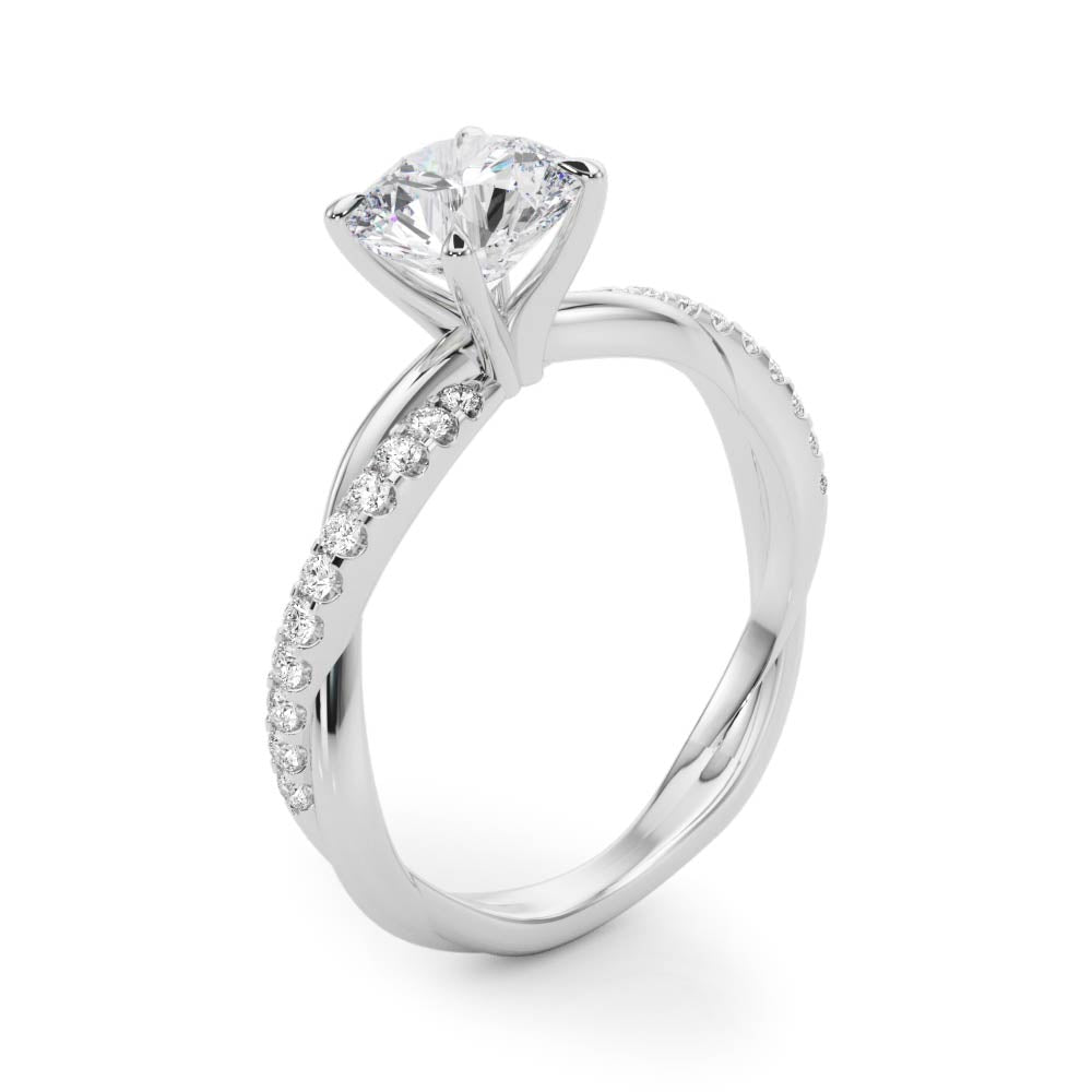 Lustrous Twisted Dia Shank Engagement Ring Round Diamond Engagement Ring in 10K/14K gold and platinum with certified lab-grown or natural diamonds