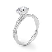 Lustrous Twisted Dia Shank Engagement Ring Round Diamond Engagement Ring in 10K/14K gold and platinum with certified lab-grown or natural diamonds