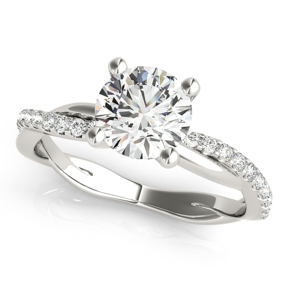 Lustrous Twisted Dia Shank Engagement Ring Round Diamond Engagement Ring in 10K/14K gold and platinum with certified lab-grown or natural diamonds