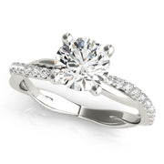 Lustrous Twisted Dia Shank Engagement Ring Round Diamond Engagement Ring in 10K/14K gold and platinum with certified lab-grown or natural diamonds