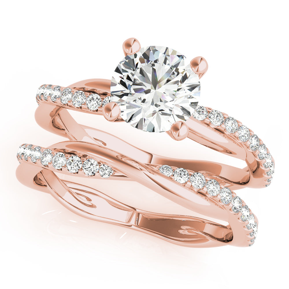 Lustrous Twisted Dia Shank Engagement Ring Round Diamond Engagement Ring in 10K/14K gold and platinum with certified lab-grown or natural diamonds