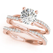 Lustrous Twisted Dia Shank Engagement Ring Round Diamond Engagement Ring in 10K/14K gold and platinum with certified lab-grown or natural diamonds