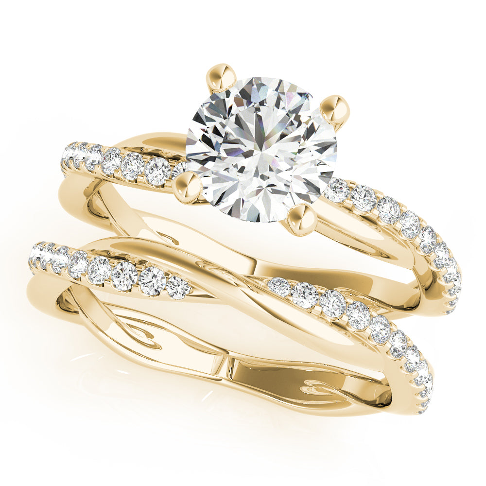 Lustrous Twisted Dia Shank Engagement Ring Round Diamond Engagement Ring in 10K/14K gold and platinum with certified lab-grown or natural diamonds
