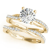 Lustrous Twisted Dia Shank Engagement Ring Round Diamond Engagement Ring in 10K/14K gold and platinum with certified lab-grown or natural diamonds