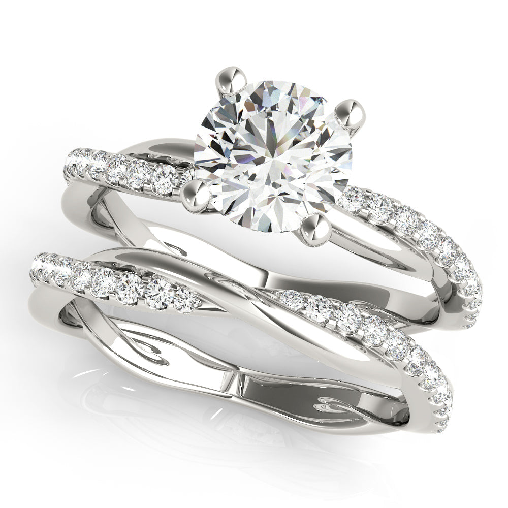 Lustrous Twisted Dia Shank Engagement Ring Round Diamond Engagement Ring in 10K/14K gold and platinum with certified lab-grown or natural diamonds