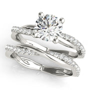 Lustrous Twisted Dia Shank Engagement Ring Round Diamond Engagement Ring in 10K/14K gold and platinum with certified lab-grown or natural diamonds