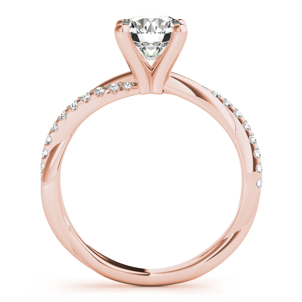 Lustrous Twisted Dia Shank Engagement Ring Round Diamond Engagement Ring in 10K/14K gold and platinum with certified lab-grown or natural diamonds