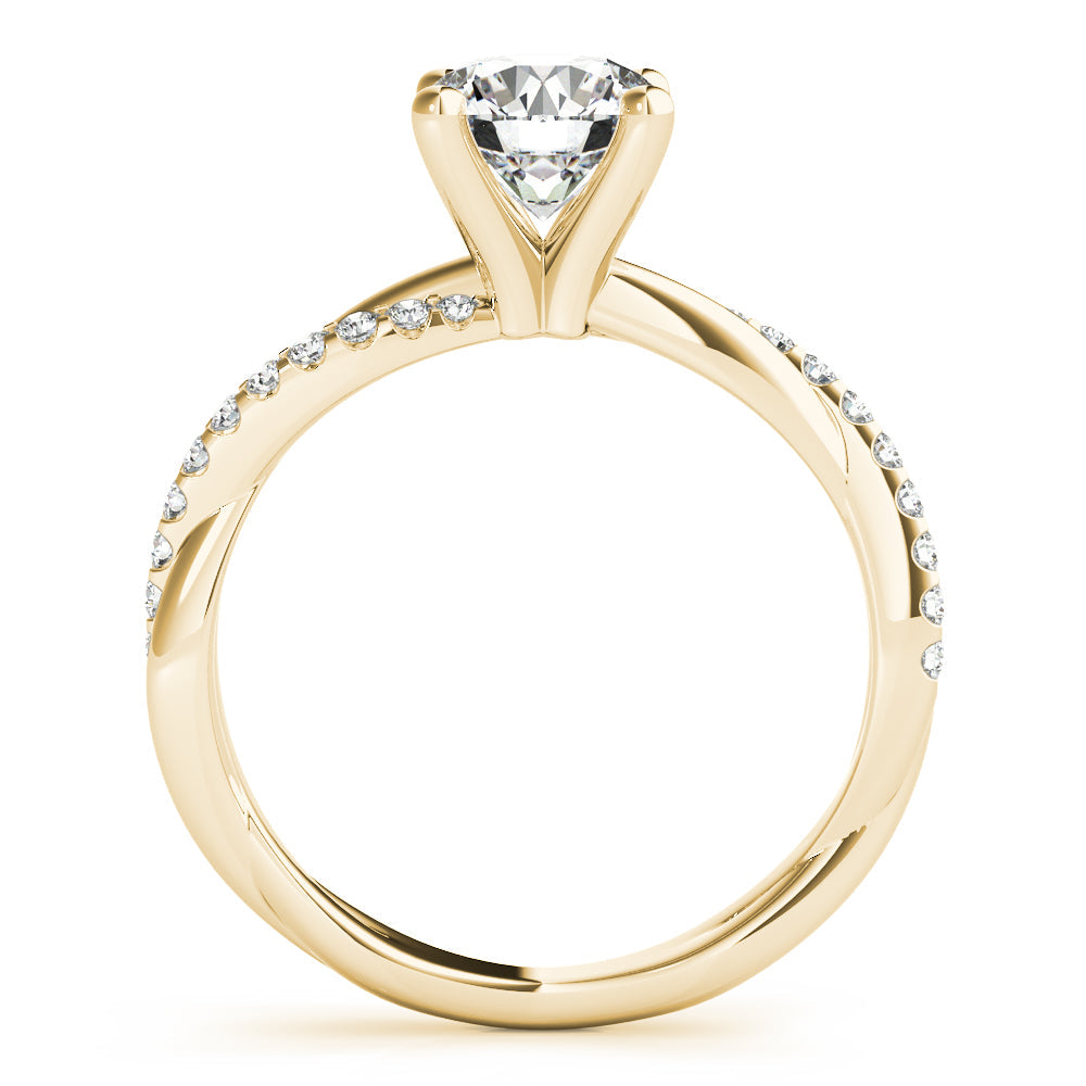 Lustrous Twisted Dia Shank Engagement Ring Round Diamond Engagement Ring in 10K/14K gold and platinum with certified lab-grown or natural diamonds