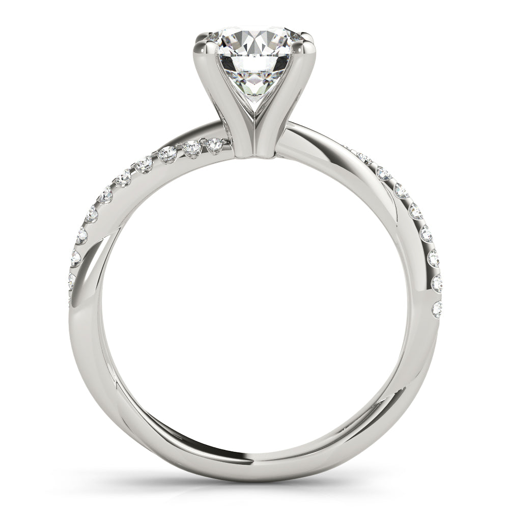 Lustrous Twisted Dia Shank Engagement Ring Round Diamond Engagement Ring in 10K/14K gold and platinum with certified lab-grown or natural diamonds